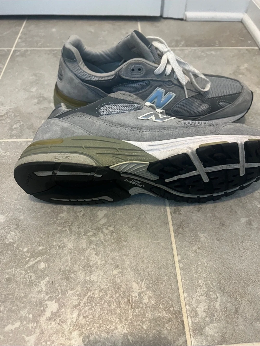 New Balance Gray Men's Athletic Sneakers with White Laces